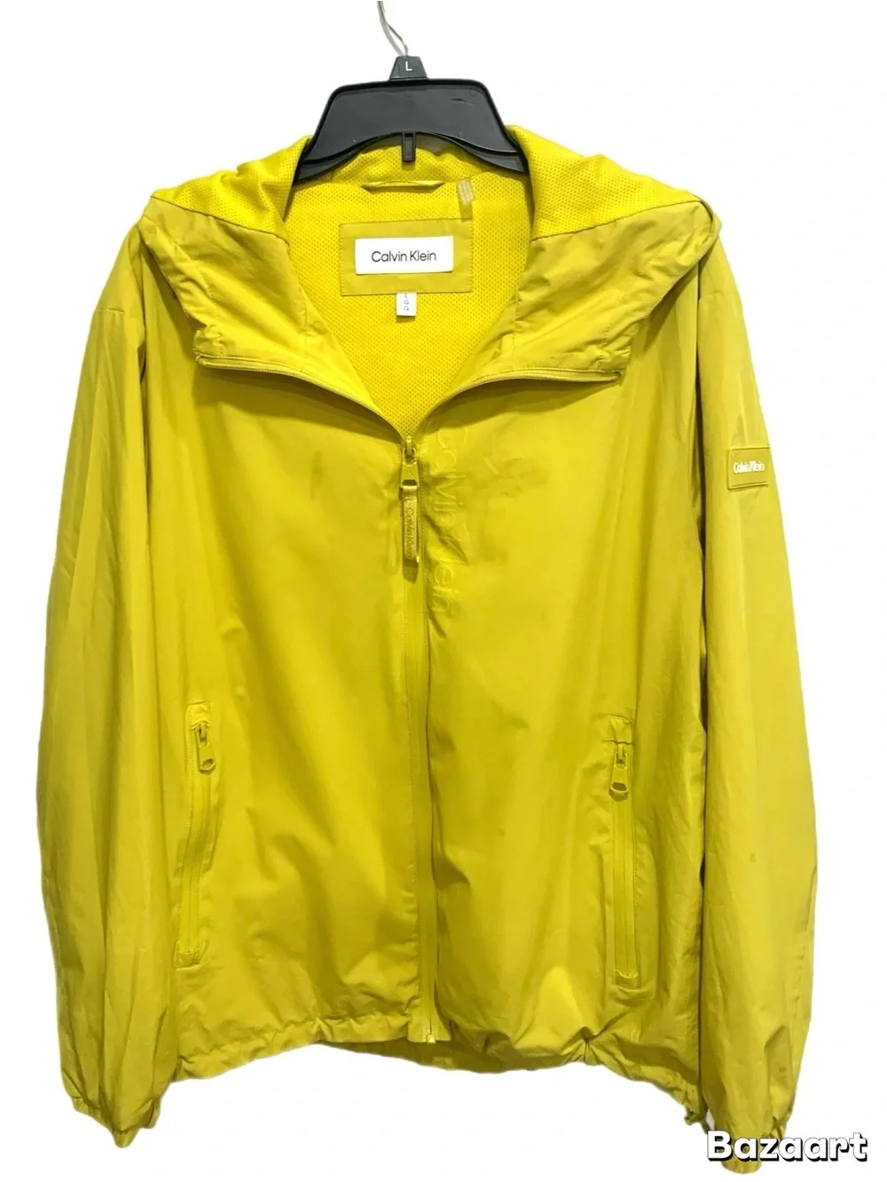 Calvin Klein Women’s Yellow Hooded Zip Jacket Size L Windbreaker Coat